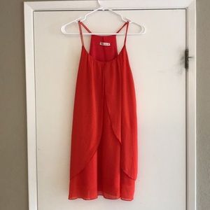 CUTE coral summer strappy dress, above knee size S